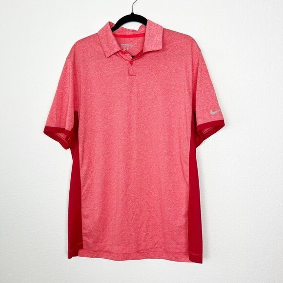 Nike Golf Red Orange Heathered Short Sleeve Athletic Polo Shirt Mens Large - Picture 1 of 8